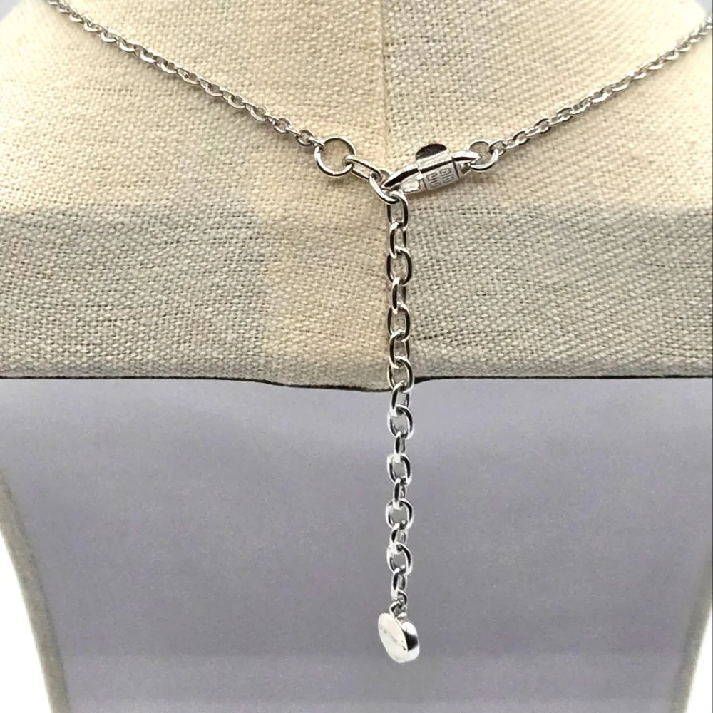 GIVENCHY Vintage Silver Tone Necklace Pink Crystal Pendant - Picture 7 of 8
